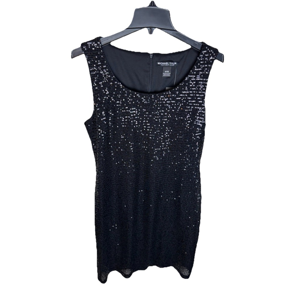 Michael Tyler Women Sequin Black Cocktail Dress Size Medium NWT
